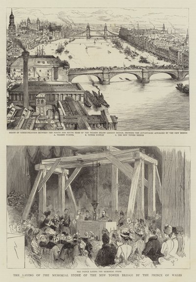 The Laying of the Memorial Stone of the New Tower Bridge by the Prince of Wales by Henry William Brewer